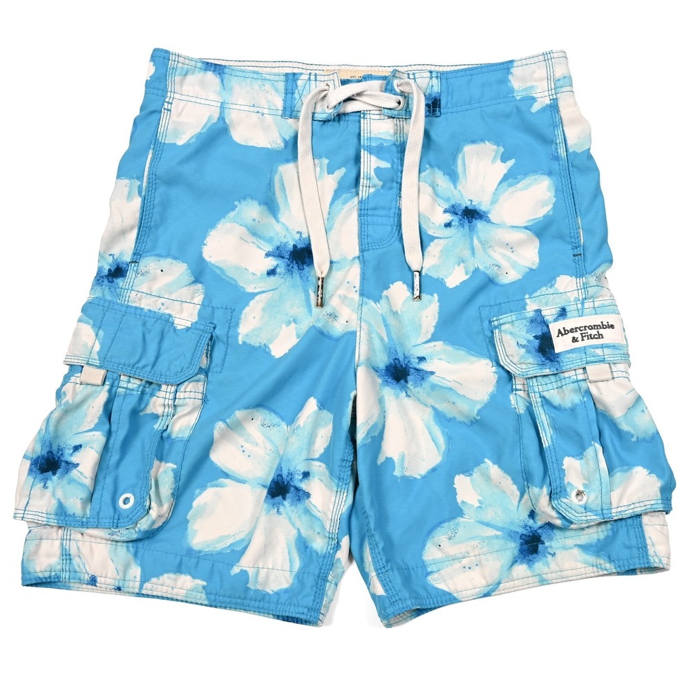 Abercrombie & Fitch Board Shorts Mens Small Floral Cargo‎ Mesh Lined Swim Trunks